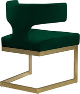 Alexandra Velvet Dining Chair Set Of 2 In Green - 953Green - C | Meridian | Home Elegance USA