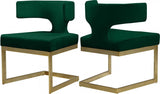 Meridian Furniture - Alexandra Velvet Dining Chair Set Of 2 In Green - 953Green-C