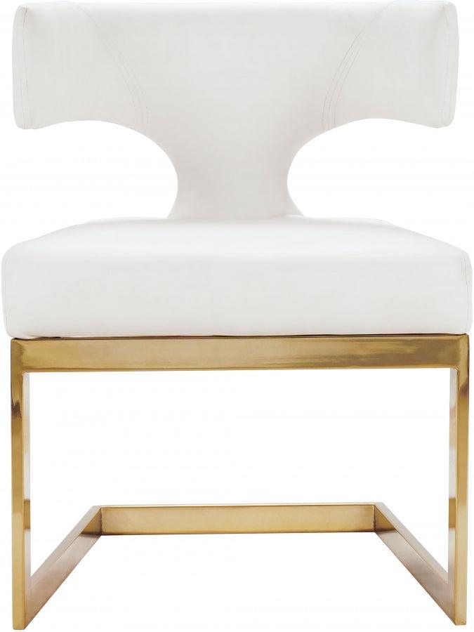 Alexandra Faux Leather Dining Chair Set Of 2 In White - 953White - C | Meridian | Home Elegance USA