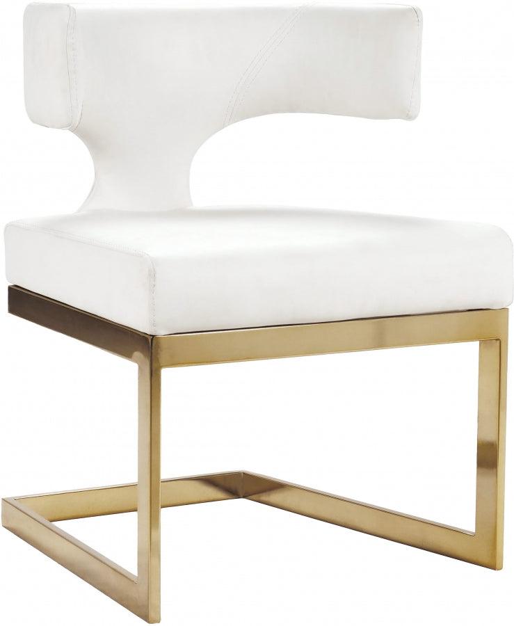 Alexandra Faux Leather Dining Chair Set Of 2 In White - 953White - C | Meridian | Home Elegance USA