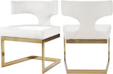 Alexandra Faux Leather Dining Chair Set Of 2 In White - 953White - C | Meridian | Home Elegance USA