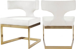 Alexandra Faux Leather Dining Chair Set Of 2 In White - 953White-C | Meridian