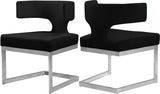 Alexandra Velvet Dining Chair Set Of 2 In Black - 954Black - C | Meridian | Home Elegance USA