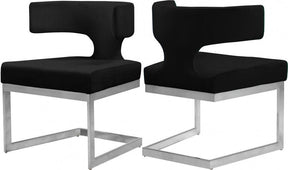 Alexandra Velvet Dining Chair Set Of 2 In Black - 954Black-C | Meridian