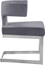 Alexandra Velvet Dining Chair Set Of 2 In Grey - 954Grey - C | Meridian | Home Elegance USA