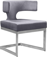 Alexandra Velvet Dining Chair Set Of 2 In Grey - 954Grey - C | Meridian | Home Elegance USA