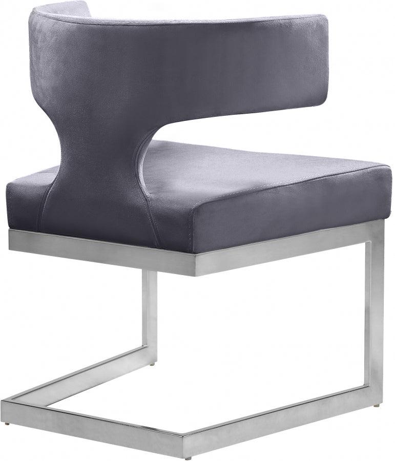 Alexandra Velvet Dining Chair Set Of 2 In Grey - 954Grey - C | Meridian | Home Elegance USA