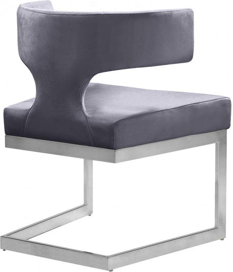 Meridian Furniture - Alexandra Velvet Dining Chair Set Of 2 In Grey - 954Grey-C