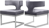 Alexandra Velvet Dining Chair Set Of 2 In Grey - 954Grey - C | Meridian | Home Elegance USA