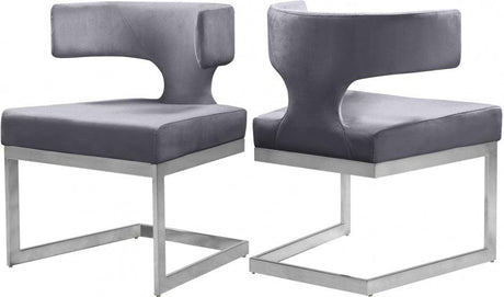 Meridian Furniture - Alexandra Velvet Dining Chair Set Of 2 In Grey - 954Grey-C