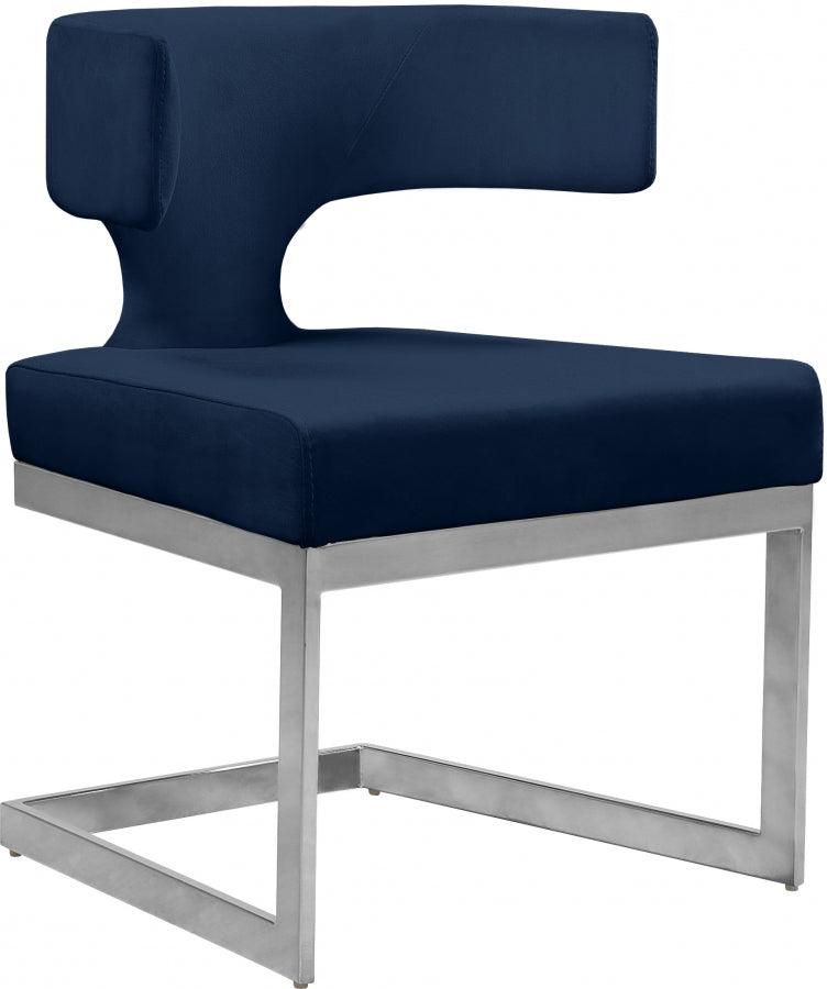 Alexandra Velvet Dining Chair Set Of 2 In Navy - 954Navy - C | Meridian | Home Elegance USA