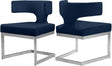 Alexandra Velvet Dining Chair Set Of 2 In Navy - 954Navy-C | Meridian