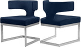 Alexandra Velvet Dining Chair Set Of 2 In Navy - 954Navy - C | Meridian | Home Elegance USA