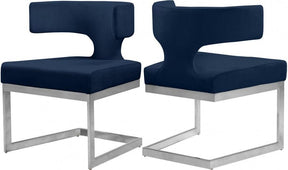 Alexandra Velvet Dining Chair Set Of 2 In Navy - 954Navy-C | Meridian