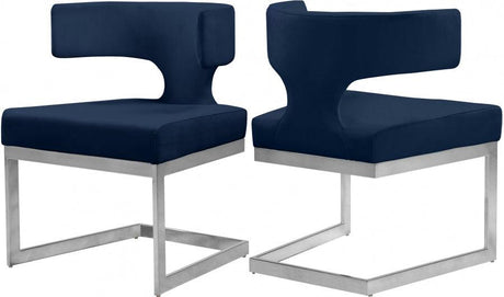 Meridian Furniture - Alexandra Velvet Dining Chair Set Of 2 In Navy - 954Navy-C