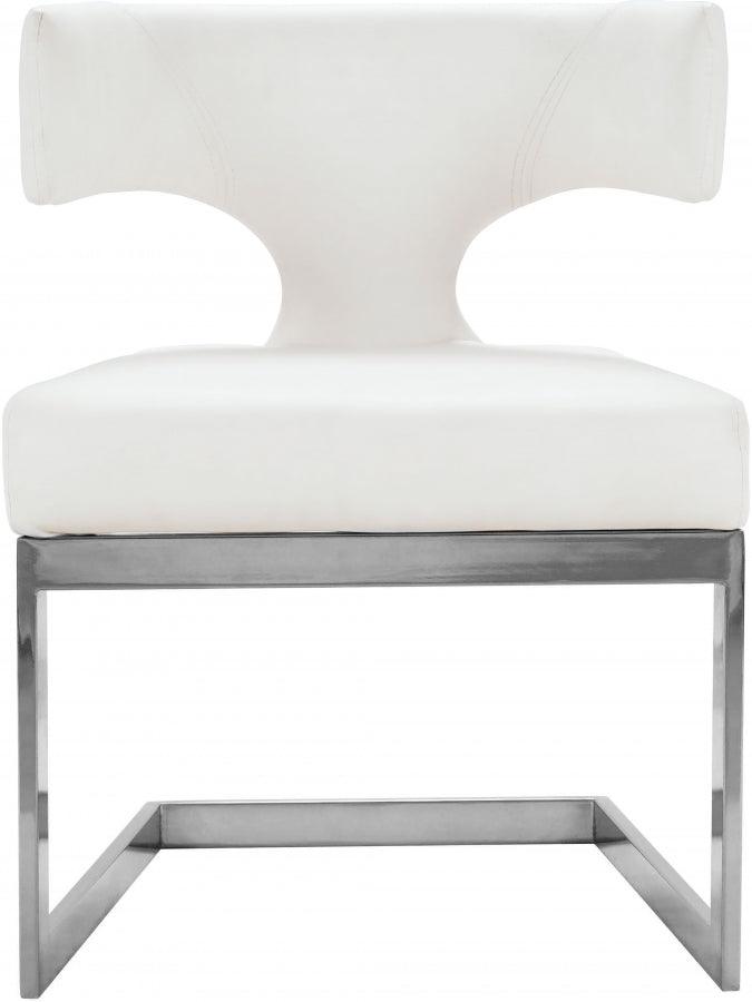 Alexandra Faux Leather Dining Chair Set Of 2 In White - 954White - C | Meridian | Home Elegance USA