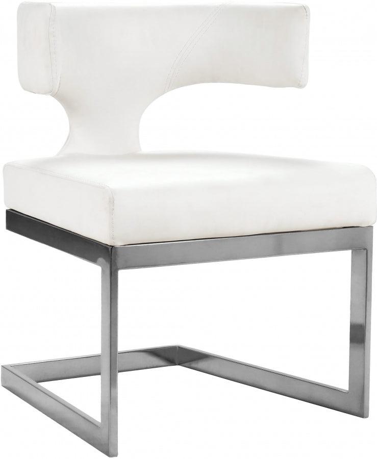 Alexandra Faux Leather Dining Chair Set Of 2 In White - 954White - C | Meridian | Home Elegance USA