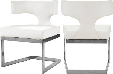 Alexandra Faux Leather Dining Chair Set Of 2 In White - 954White - C | Meridian | Home Elegance USA