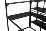 Double Twin over Twin Metal Bunk Bed with Desk, Shelves and Storage Staircase, Black - Home Elegance USA