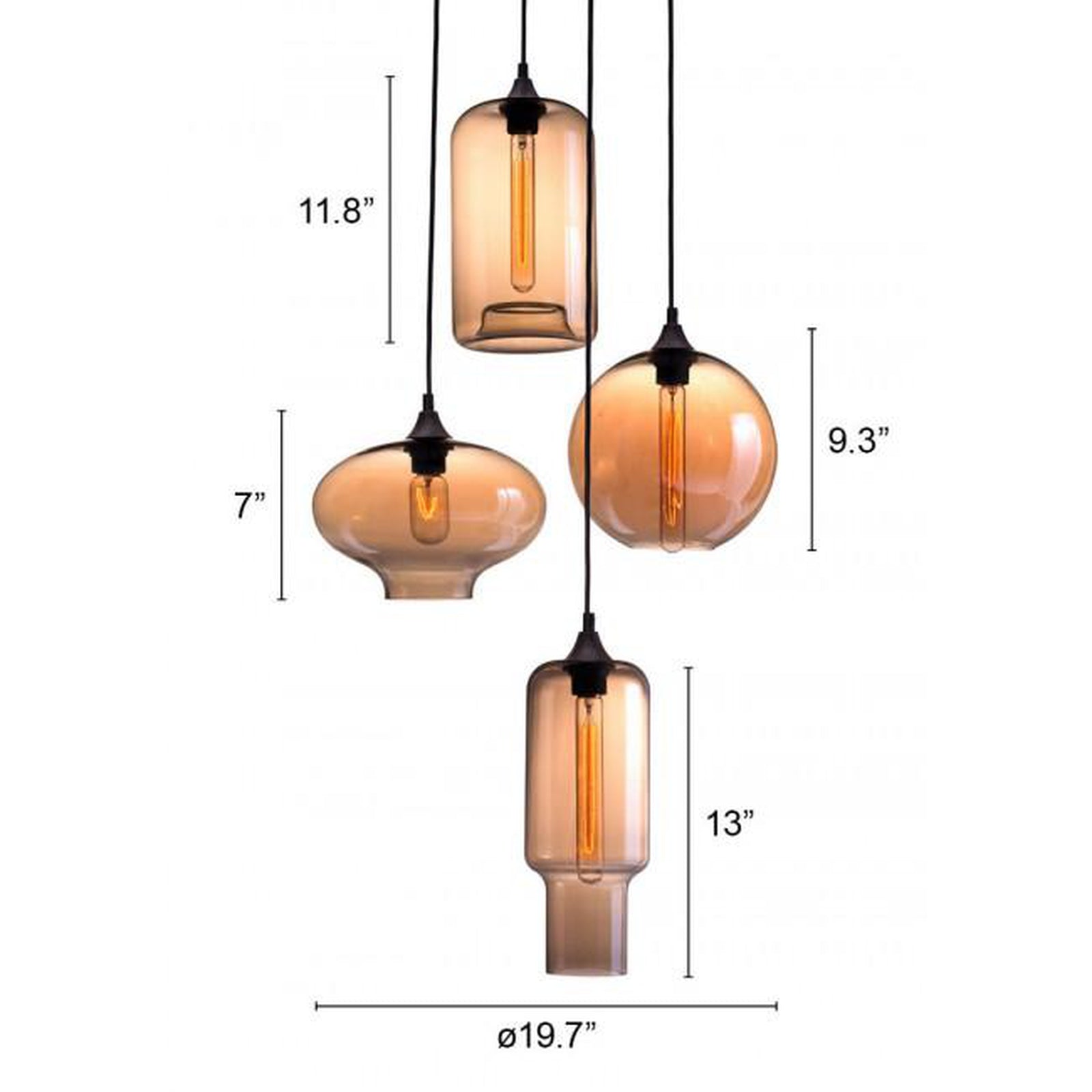 Zuo Lambie Ceiling Lamp Rust & Amber