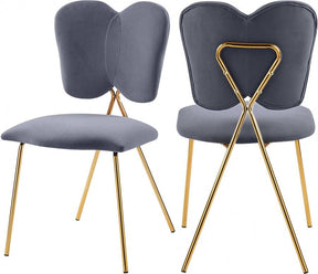 Angel Velvet Dining Chair Set Of 2 In Grey - 780Grey-C | Meridian