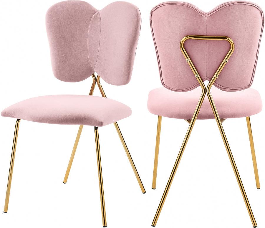 Angel Velvet Dining Chair Set Of 2 In Pink - 780Pink - C | Meridian | Home Elegance USA