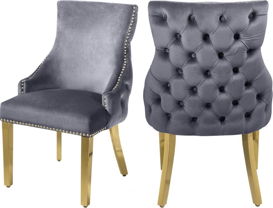 Meridian Furniture - Tuft Velvet Dining Chair In Grey (Set Of 2) - 730Grey-C