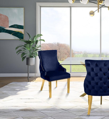 Meridian Furniture - Tuft Velvet Dining Chair In Navy (Set Of 2) - 730Navy-C