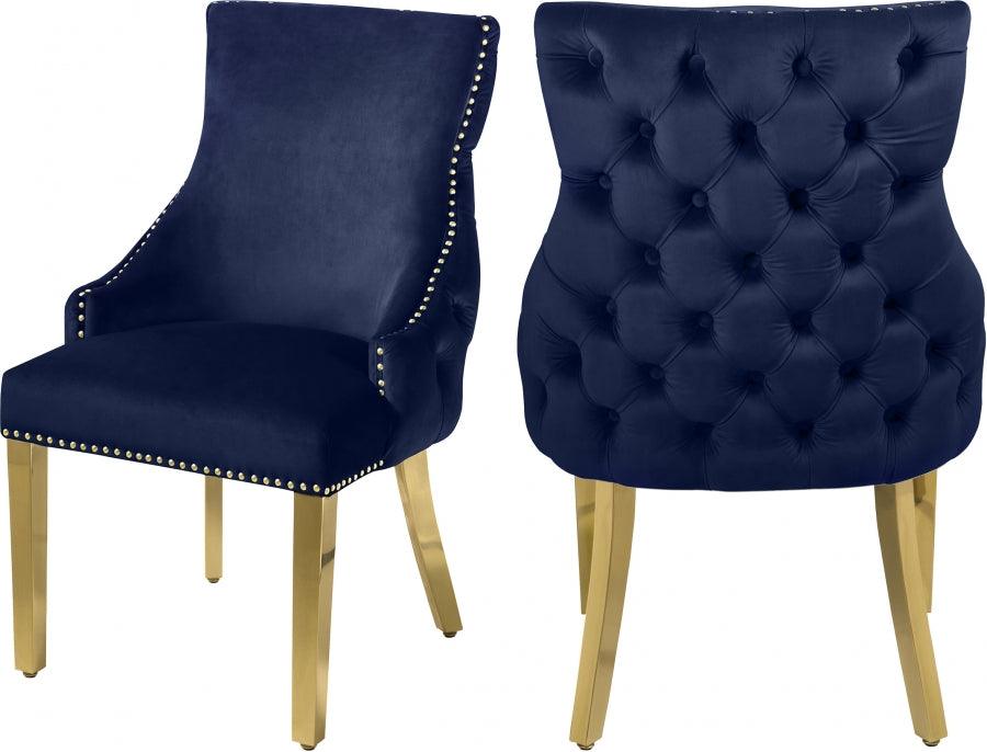 Meridian Furniture - Tuft Velvet Dining Chair In Navy (Set Of 2) - 730Navy-C