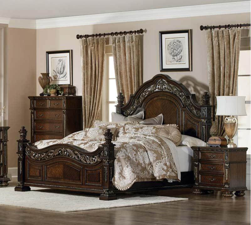 Homelegance - Catalonia 3 Piece Queen Bedroom Set In Dark Cherry - 1824-1-3Set