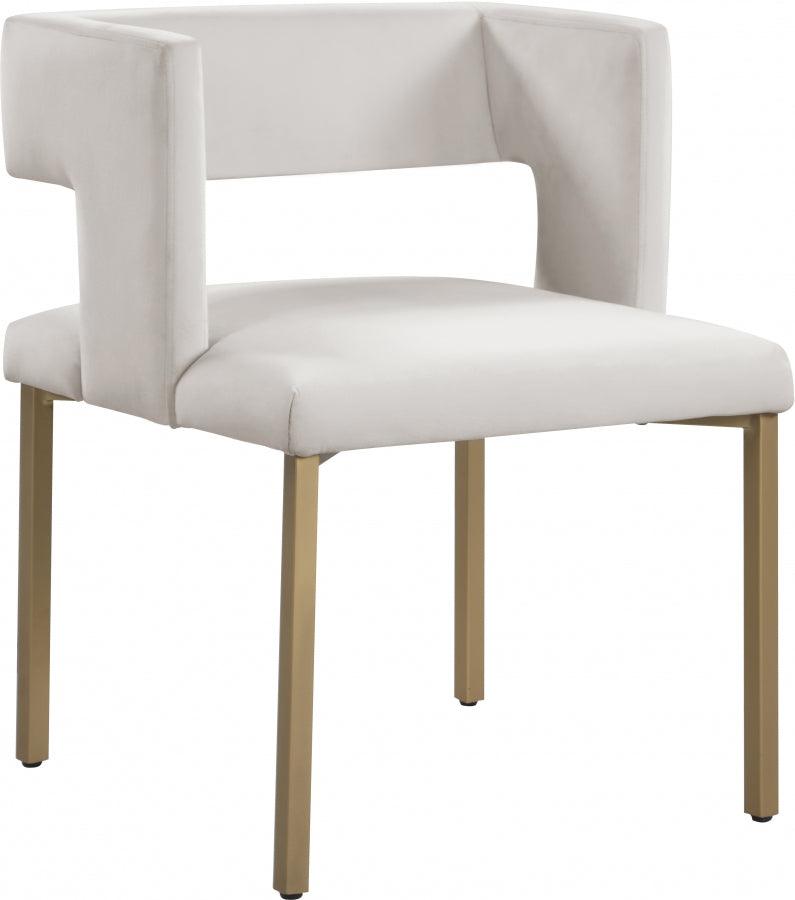 Caleb Velvet Dining Chair Set Of 2 In Cream - 967Cream - C | Meridian | Home Elegance USA