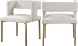 Caleb Velvet Dining Chair Set Of 2 In Cream - 967Cream - C | Meridian | Home Elegance USA