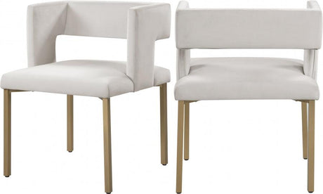 Meridian Furniture - Caleb Velvet Dining Chair Set Of 2 In Cream - 967Cream-C