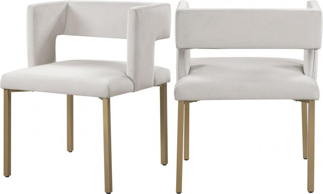 Caleb Velvet Dining Chair Set Of 2 In Cream - 967Cream - C | Meridian | Home Elegance USA