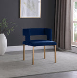 Caleb Velvet Dining Chair Set Of 2 In Navy - 967Navy - C | Meridian | Home Elegance USA