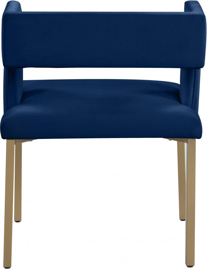 Caleb Velvet Dining Chair Set Of 2 In Navy - 967Navy - C | Meridian | Home Elegance USA