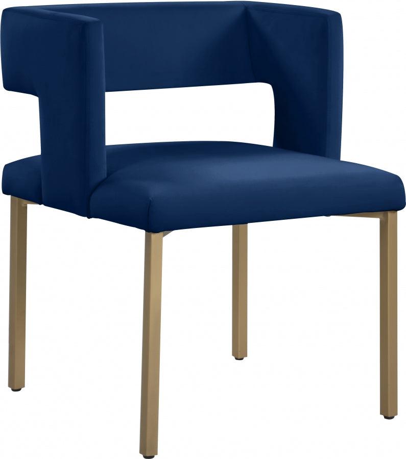 Caleb Velvet Dining Chair Set Of 2 In Navy - 967Navy - C | Meridian | Home Elegance USA