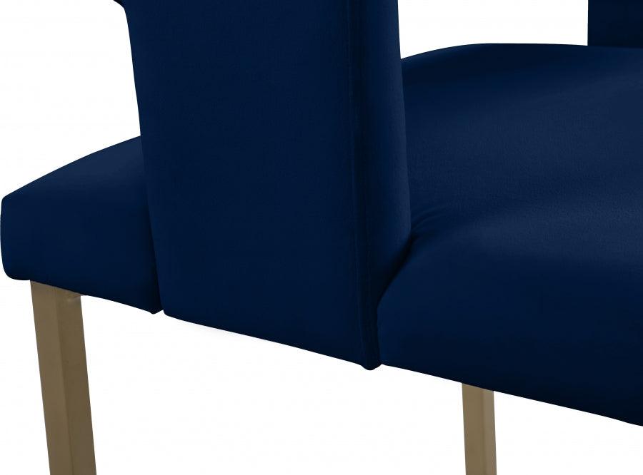 Caleb Velvet Dining Chair Set Of 2 In Navy - 967Navy - C | Meridian | Home Elegance USA