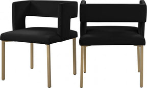 Caleb Velvet Dining Chair Set Of 2 In Black - 967Black-C | Meridian