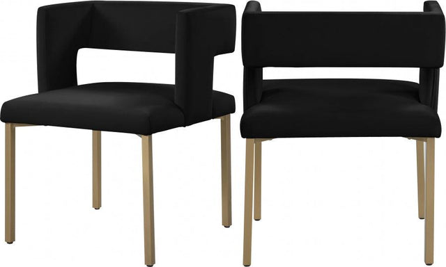 Caleb Velvet Dining Chair Set Of 2 In Black - 967Black - C | Meridian | Home Elegance USA