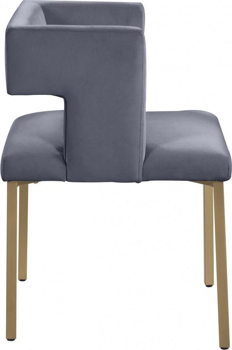 Meridian Furniture - Caleb Velvet Dining Chair Set Of 2 In Grey - 967Grey-C