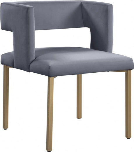 Meridian Furniture - Caleb Velvet Dining Chair Set Of 2 In Grey - 967Grey-C