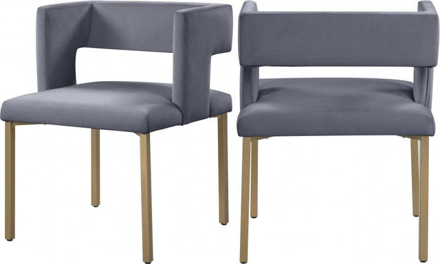 Caleb Velvet Dining Chair Set Of 2 In Grey - 967Grey - C | Meridian | Home Elegance USA