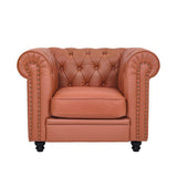 classic sofa 1-seat genuine leather solid wood oak feet Home Elegance USA