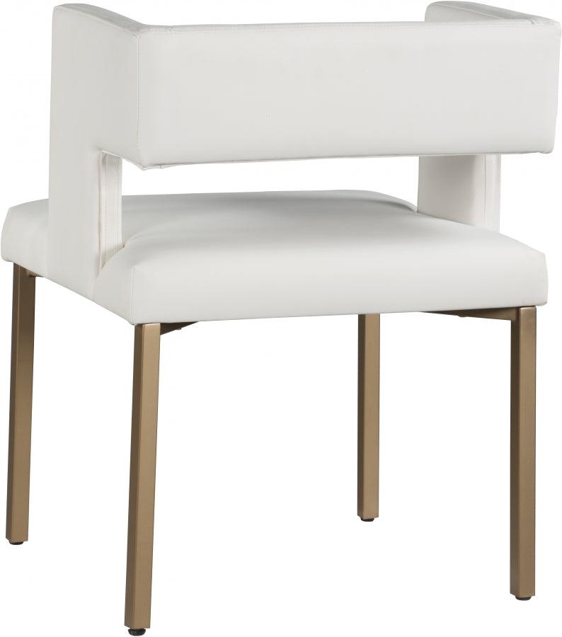 Caleb Faux Leather Dining Chair Set Of 2 In White - 967White - C | Meridian | Home Elegance USA