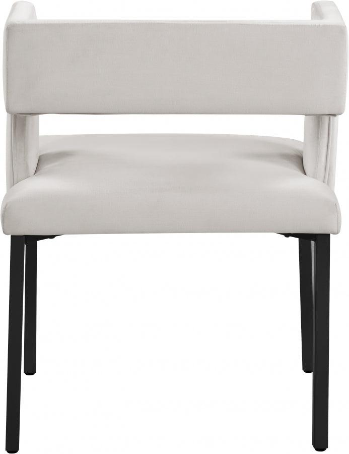 Caleb Velvet Dining Chair Set Of 2 In Cream - 968Cream - C | Meridian | Home Elegance USA