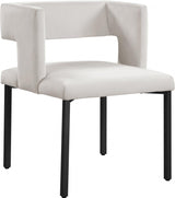 Caleb Velvet Dining Chair Set Of 2 In Cream - 968Cream - C | Meridian | Home Elegance USA