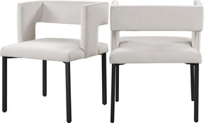 Caleb Velvet Dining Chair Set Of 2 In Cream - 968Cream-C | Meridian