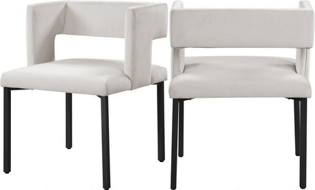 Meridian Furniture - Caleb Velvet Dining Chair Set Of 2 In Cream - 968Cream-C