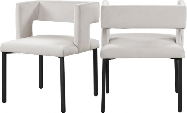 Caleb Velvet Dining Chair Set Of 2 In Cream - 968Cream - C | Meridian | Home Elegance USA